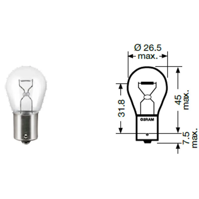 Peça código OEM 14148190 — Lâmpada P21W - Filamento único - 12 V - 21 W