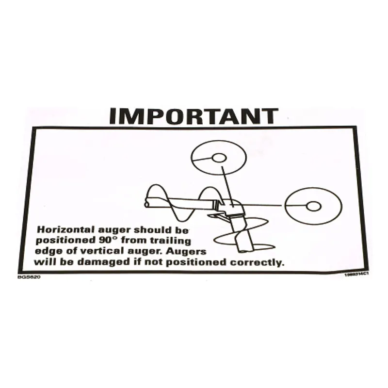 Peça código OEM 1989314C1 — Horizontal Auger Instructions Decal