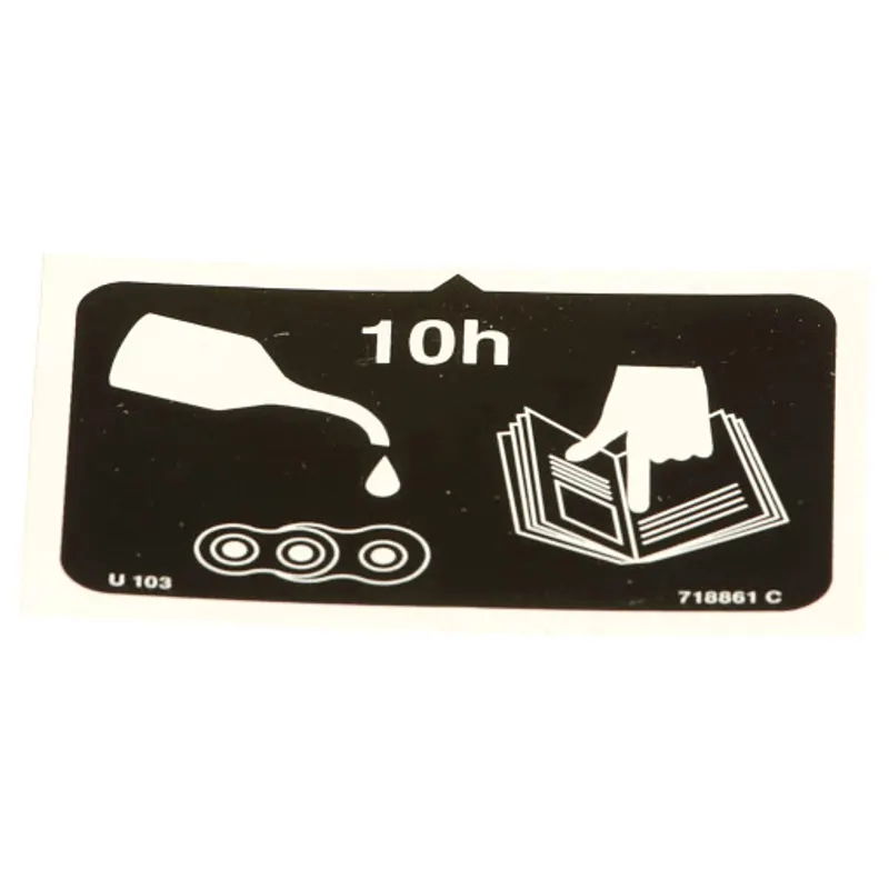 Peça código OEM 718861 — Attention Decal - Lubrication - 10 Hours