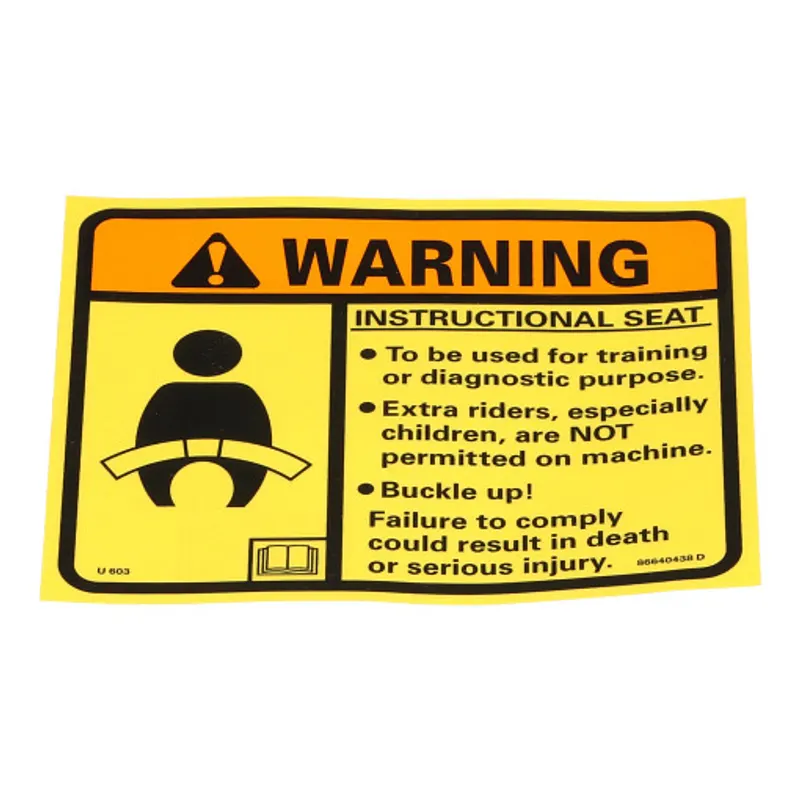 Peça código OEM 86640438 — Instructional Decal - Seat
