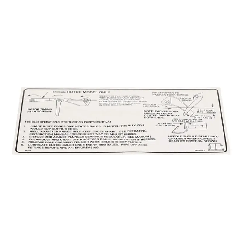 Peça código OEM 9804078 — Rotor Feeder Timing Decal